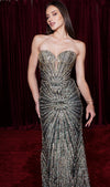 Load image into Gallery viewer, Wholesale Strapless Sequin Corset Evening Gown Formal Prom Dress By LA2195