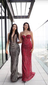 Load image into Gallery viewer, Wholesale Strapless Sequin Corset Evening Gown Formal Prom Dress By LA2195