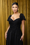 Load image into Gallery viewer, Wholesale Mother of the Bride A-Line Evening Gown with Lace Bodice &amp; Short Sleeves by LA2196 - - Mother of the Bride Dresses LA Merchandise