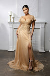 Load image into Gallery viewer, Wholesale Mother of the Bride A-Line Evening Gown with Lace Bodice &amp; Short Sleeves by LA2196 - - Mother of the Bride Dresses LA Merchandise