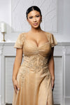 Load image into Gallery viewer, Wholesale Mother of the Bride A-Line Evening Gown with Lace Bodice &amp; Short Sleeves by LA2196 - - Mother of the Bride Dresses LA Merchandise