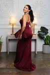 Load image into Gallery viewer, Wholesale Strapless Sweetheart Satin Mermaid Gown with High Slit &amp; Side Bow Detail Dress by LA2198 - - Prom Dress LA Merchandise