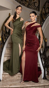 Load image into Gallery viewer, Wholesale Elegant One-Shoulder Satin Evening Gown with Side Slit Fitted Formal Dress by LA2199 - - Prom Dress LA Merchandise