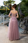 Load image into Gallery viewer, Wholesale Off-Shoulder Lace Corset A-Line Gown with Tulle Skirt &amp; Leg Slit Evening Dress by LA2200 - - Prom Dress LA Merchandise