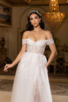 Load image into Gallery viewer, Wholesale Off-Shoulder Lace Corset Wedding Dress with Tulle Skirt &amp; A-Line Bridal Gown by LA2200 - - Wedding Dresses LA Merchandise