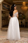 Load image into Gallery viewer, Wholesale Off-Shoulder Lace Corset Wedding Dress with Tulle Skirt &amp; A-Line Bridal Gown by LA2200 - - Wedding Dresses LA Merchandise