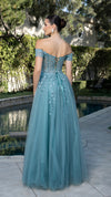 Load image into Gallery viewer, Wholesale Off-Shoulder Lace Corset A-Line Gown with Tulle Skirt &amp; Leg Slit Evening Dress by LA2200 - - Prom Dress LA Merchandise