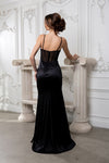 Load image into Gallery viewer, Wholesale Elegant Satin Corset Evening Gown with Rhinestone Mesh Bodice &amp; High Slit by LA2201 - - Prom Dress LA Merchandise