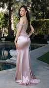 Load image into Gallery viewer, Wholesale Off-Shoulder Sheath Evening Gown with Corset Lace-Up Back &amp; Beaded Bodice by LA2202 - - Prom Dress LA Merchandise