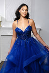 Load image into Gallery viewer, Wholesale Sequin Lace-Up Back Layered Tulle Dress Spaghetti Strap A-Line Evening Gown by LA2203 - - Prom Dress LA Merchandise