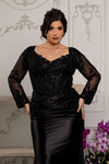 Load image into Gallery viewer, Wholesale Sequin Lace Long Sleeve Evening Gown Sheath Satin Dress with Illusion Back by LA2204 - - Mother of the Bride Dresses LA Merchandise