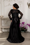 Load image into Gallery viewer, Wholesale Sequin Lace Long Sleeve Evening Gown Sheath Satin Dress with Illusion Back by LA2204 - - Mother of the Bride Dresses LA Merchandise