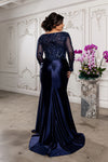 Load image into Gallery viewer, Wholesale Sequin Lace Long Sleeve Evening Gown Sheath Satin Dress with Illusion Back by LA2204 - - Mother of the Bride Dresses LA Merchandise