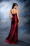 Load image into Gallery viewer, Wholesale Spaghetti Strap Deep V-Neck Ruched Stretch Satin Sheath Prom Evening Gown by LA2205