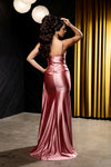 Load image into Gallery viewer, Wholesale Spaghetti Strap Deep V-Neck Ruched Stretch Satin Sheath Prom Evening Gown by LA2205