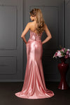 Load image into Gallery viewer, Wholesale Strapless Corset Lace Appliqué Satin Prom Dress with High Slit &amp; Lace-Up Back by LA2207 - - Prom Dress LA Merchandise