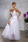 Load image into Gallery viewer, Wholesale Strapless Lace Corset Wedding Dress with Tulle Skirt &amp; High Slit Bridal Gown by LA2208 - - Wedding Dress LA Merchandise