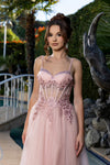 Load image into Gallery viewer, Wholesale Elegant A-Line Tulle Prom Dress with Corset Bodice Lace Appliqué by LA2209 - - Prom Dress LA Merchandise