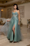 Load image into Gallery viewer, Wholesale Elegant A-Line Tulle Prom Dress with Corset Bodice Lace Appliqué by LA2209 - - Prom Dress LA Merchandise