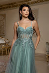 Load image into Gallery viewer, Wholesale Elegant A-Line Tulle Prom Dress with Corset Bodice Lace Appliqué by LA2209 - - Prom Dress LA Merchandise