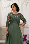 Load image into Gallery viewer, Wholesale Lace Bodice Long Sleeve A-Line Evening Gown Floor-Length Dress by LA2210 - - Mother of the Bride Dress LA Merchandise