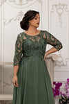 Load image into Gallery viewer, Wholesale Lace Bodice Long Sleeve A-Line Evening Gown Floor-Length Dress by LA2210 - - Mother of the Bride Dress LA Merchandise