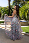 Load image into Gallery viewer, Wholesale Floral Embroidered Tulle A-Line Evening Gown with Corset Back &amp; Straps by LA2211 - - Long Prom Dress LA Merchandise