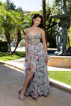 Load image into Gallery viewer, Wholesale Floral Embroidered Tulle A-Line Evening Gown with Corset Back &amp; Straps by LA2211 - SAGE MULTI - Long Prom Dress LA Merchandise