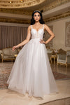 Load image into Gallery viewer, Wholesale A-Line Lace Bodice Bridal Gown with Tulle Skirt Spaghetti Straps Wedding Dress by LA2212 - - Wedding Dress LA Merchandise