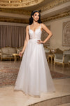 Load image into Gallery viewer, Wholesale A-Line Lace Bodice Bridal Gown with Tulle Skirt Spaghetti Straps Wedding Dress by LA2212 - IVORY - Wedding Dress LA Merchandise
