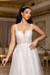 Load image into Gallery viewer, Wholesale A-Line Lace Bodice Bridal Gown with Tulle Skirt Spaghetti Straps Wedding Dress by LA2212 - - Wedding Dress LA Merchandise