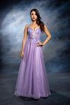 Load image into Gallery viewer, Wholesale Elegant Lace Corset A-Line Tulle Evening Dress with Spaghetti Straps by LA2212 - LILAC - Long Prom Dress LA Merchandise