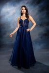 Load image into Gallery viewer, Wholesale Elegant Lace Corset A-Line Tulle Evening Dress with Spaghetti Straps by LA2212 - - Long Prom Dress LA Merchandise
