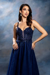Load image into Gallery viewer, Wholesale Elegant Lace Corset A-Line Tulle Evening Dress with Spaghetti Straps by LA2212 - - Long Prom Dress LA Merchandise