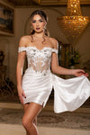 Load image into Gallery viewer, Wholesale Off-Shoulder Corset Mini Cocktail Dress Satin Beaded Lace Party Dress by LA2213