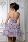 Load image into Gallery viewer, Wholesale Strapless Floral Tiered Tulle Short Dress with Sweetheart Neckline by LA2214 - - Short Dresses LA Merchandise