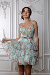 Load image into Gallery viewer, Wholesale Strapless Floral Tiered Tulle Short Dress with Sweetheart Neckline by LA2214 - - Short Dresses LA Merchandise
