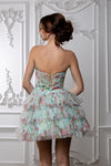 Load image into Gallery viewer, Wholesale Strapless Floral Tiered Tulle Short Dress with Sweetheart Neckline by LA2214 - - Short Dresses LA Merchandise