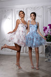Load image into Gallery viewer, Wholesale Short Floral Tulle Fit &amp; Flare Dress Corset Sweetheart Neck Sleeveless Dress by LA2216 - - Short Dresses LA Merchandise