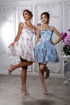 Load image into Gallery viewer, Wholesale Short Floral Tulle Fit &amp; Flare Dress Corset Sweetheart Neck Sleeveless Dress by LA2216 - - Short Dresses LA Merchandise
