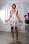 Load image into Gallery viewer, Wholesale Short Floral Tulle Fit &amp; Flare Dress Corset Sweetheart Neck Sleeveless Dress by LA2216 - IVORY MULTI - Short Dresses LA Merchandise