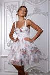 Load image into Gallery viewer, Wholesale Short Floral Tulle Fit &amp; Flare Dress Corset Sweetheart Neck Sleeveless Dress by LA2216 - - Short Dresses LA Merchandise
