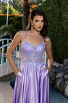 Load image into Gallery viewer, Wholesale Satin A-Line Prom Dress with Lace Appliqué Corset Bodice &amp; Lace-Up Back by LA2217 - - Dresses LA Merchandise