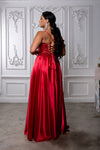 Load image into Gallery viewer, Wholesale Satin A-Line Prom Dress with Lace Appliqué Corset Bodice &amp; Lace-Up Back by LA2217 - - Dresses LA Merchandise