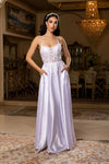 Load image into Gallery viewer, Wholesale Romantic Bridal Gown with Lace Corset Bodice &amp; Satin A-Line Skirt Lace-Up Back by LA2217 - IVORY - Wedding Dress LA Merchandise