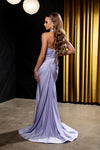 Load image into Gallery viewer, Wholesale Halter Neck Ruched Satin Formal Gown Mermaid Fit Prom Dress with Slit by LA2218