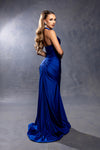 Load image into Gallery viewer, Wholesale Halter Neck Ruched Satin Formal Gown Mermaid Fit Prom Dress with Slit by LA2218
