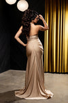 Load image into Gallery viewer, Wholesale Halter Neck Ruched Satin Formal Gown Mermaid Fit Prom Dress with Slit by LA2218 - - Dresses LA Merchandise