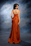 Load image into Gallery viewer, Wholesale Halter Neck Ruched Satin Formal Gown Mermaid Fit Prom Dress with Slit by LA2218 - - Dresses LA Merchandise
