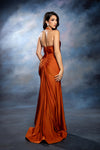 Load image into Gallery viewer, Wholesale Halter Neck Ruched Satin Formal Gown Mermaid Fit Prom Dress with Slit by LA2218 - - Dresses LA Merchandise